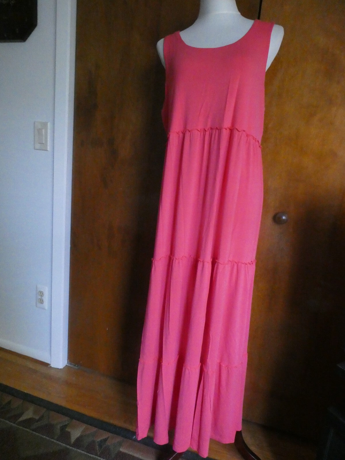 Chico's Women's Pink Maxi Detailed Rayon Dress Size 3 US Size Large