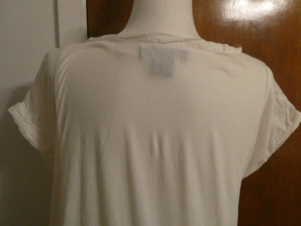 Calvin Klein Jeans Women White Embellished Ruffle Top WF11H07 Short Sleeve M