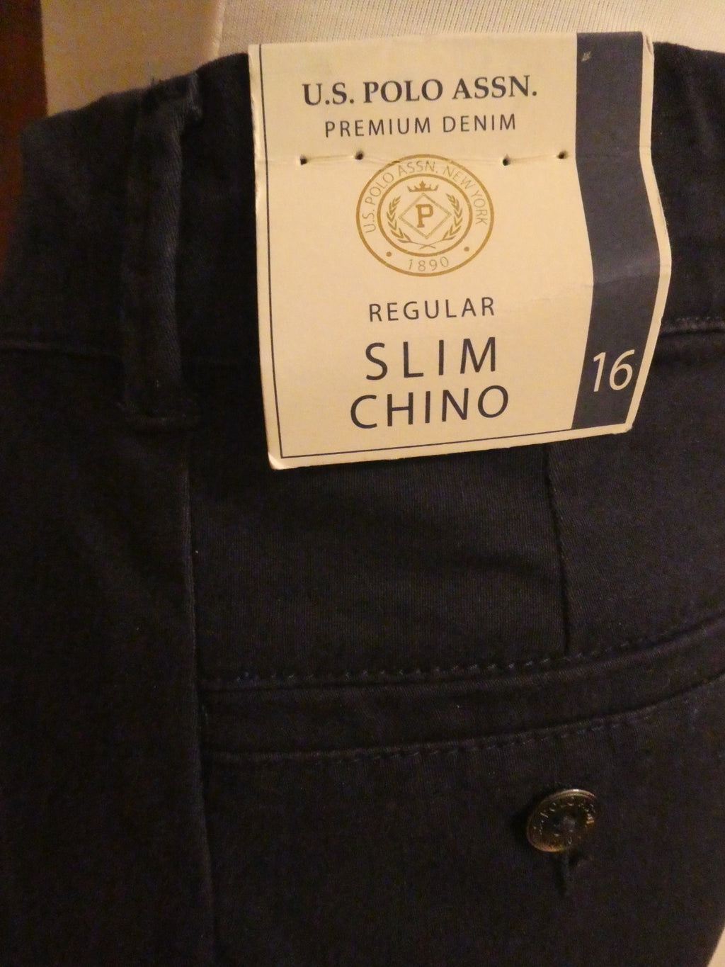 U.S. POLO ASSN. Women Navy Mid Rise Relax Fit Denim Slim Chino Pant 16 (fits 14)