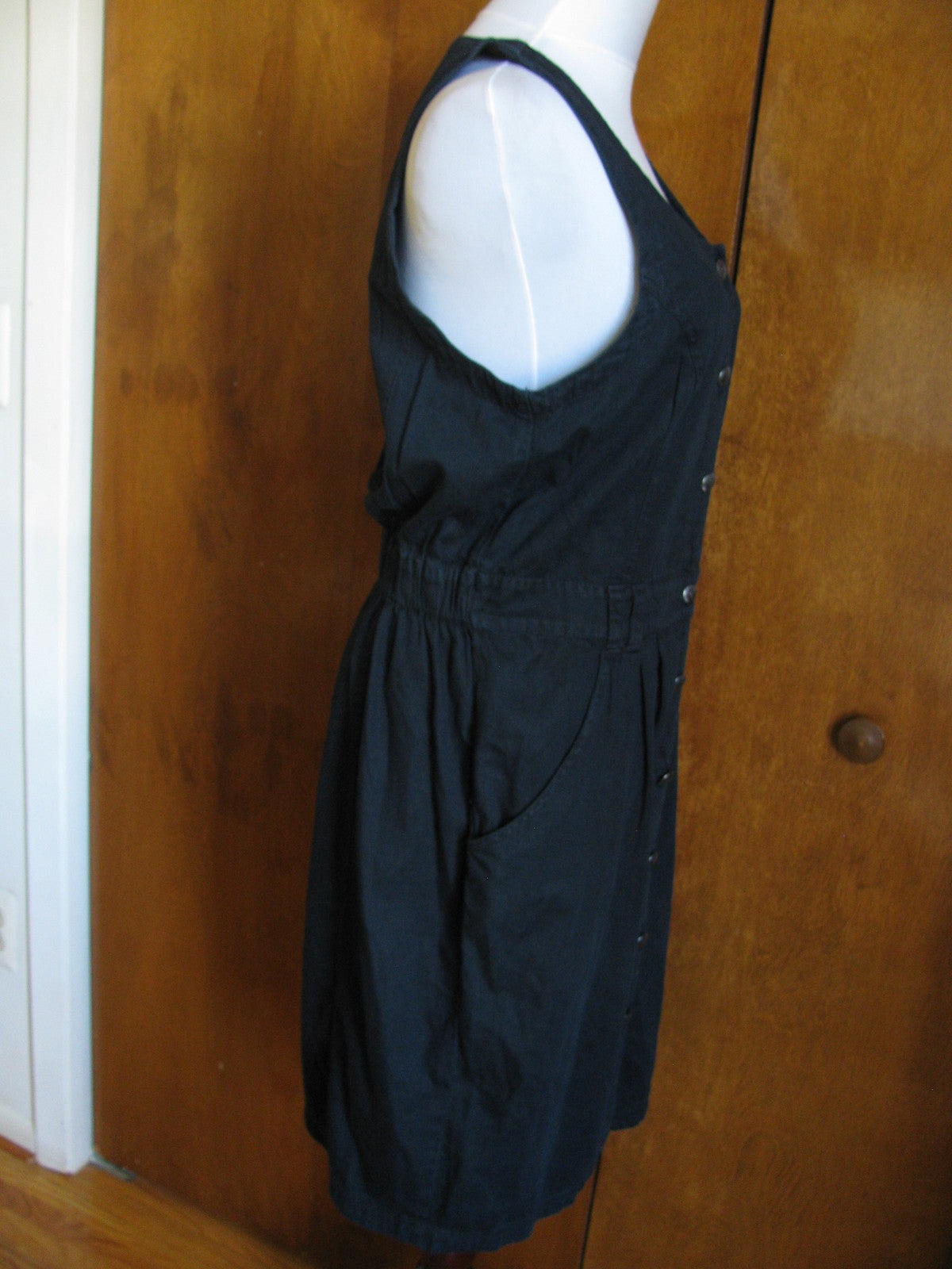 Rachel Roy women's navy sleeveless button down pocketed dress Large NWT