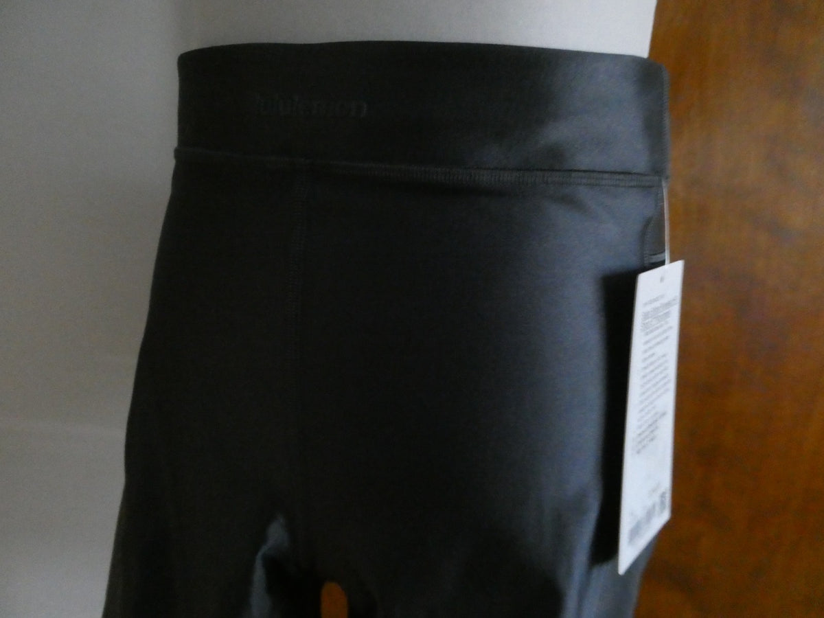 Lululemon Satin Shine Panelled HR Short 8" Wordmark Coal Black Size 14 NWT