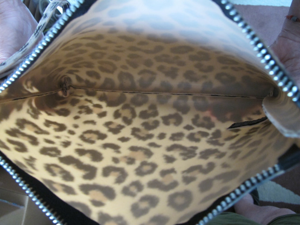 Gianni Chiarini Italy GUM animal printed clutch beige and black 11.5”x9”x1”
