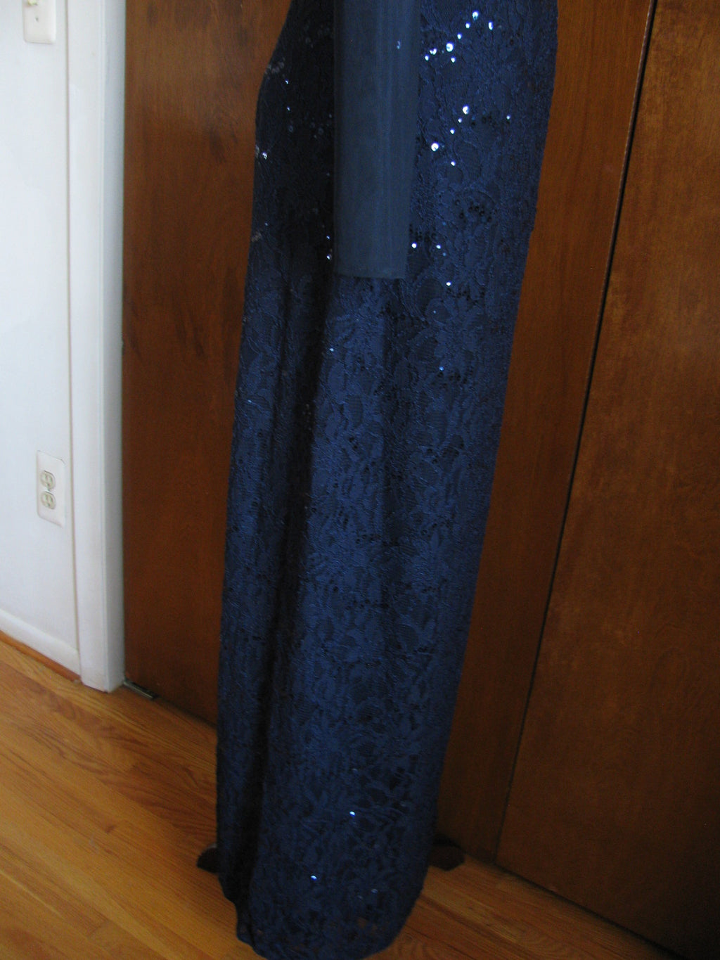 Ralph Lauren women dark blue sequin sparked floral lace evening maxi NWT dress 2