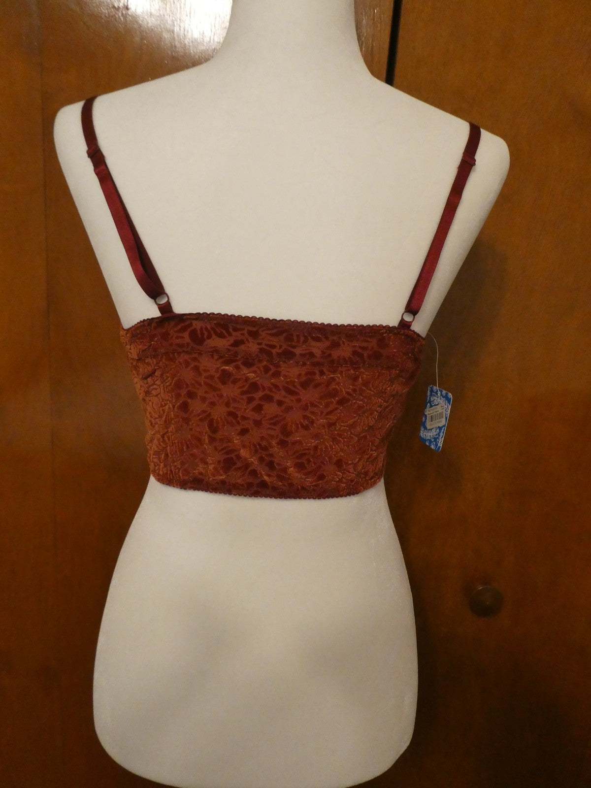 Free People Women Bralette Trust Floral Velour Adjustable Straps Bra Size Large