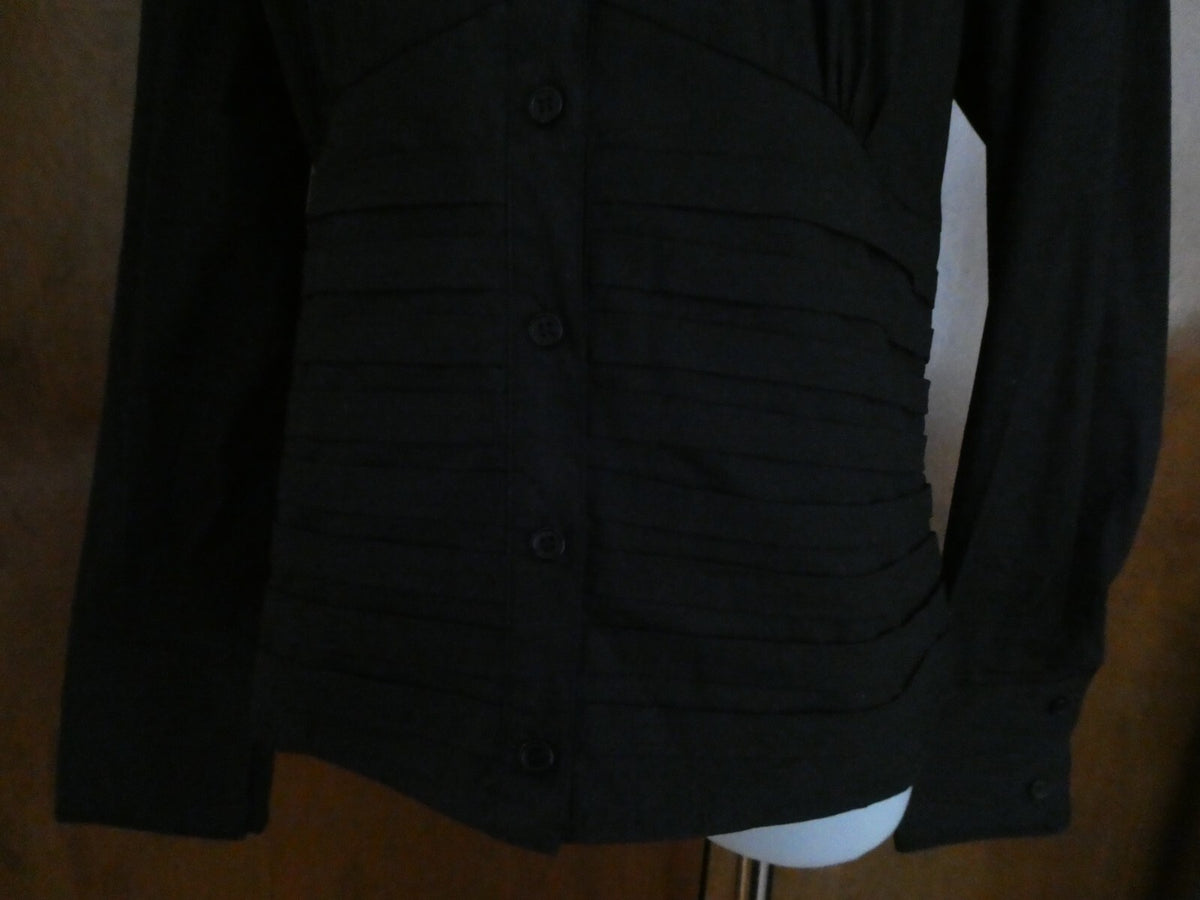 Kenar Women's Black Cotton Detailed Tunic Top Blouse Size 14 (fits size 12)