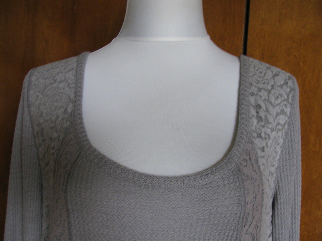Anthropologie by Eloise women's gray fabric knit detailed mini dress Large 