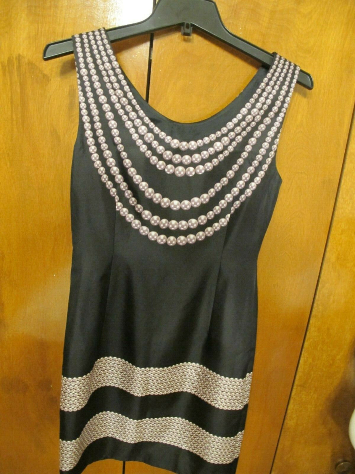 Marchesa Notte women's black beige lined 100% silk dress size 2