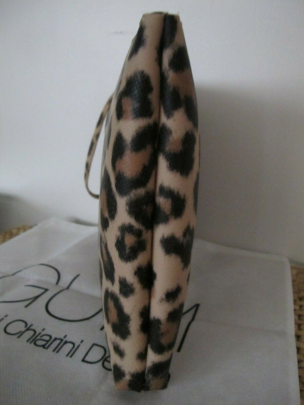 Gianni Chiarini Italy GUM animal printed clutch beige and black 11.5”x9”x1”