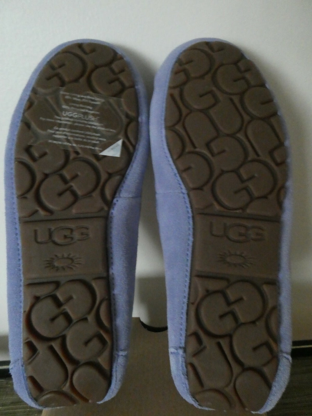 UGG Scalloped Moc Women Blue WLD Authentic Winter Suede Fur Moccasin Slipper 5,6
