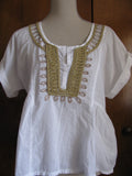 Calvin Klein Jeans women's white cotton trimmed lurex top Size Medium NWT