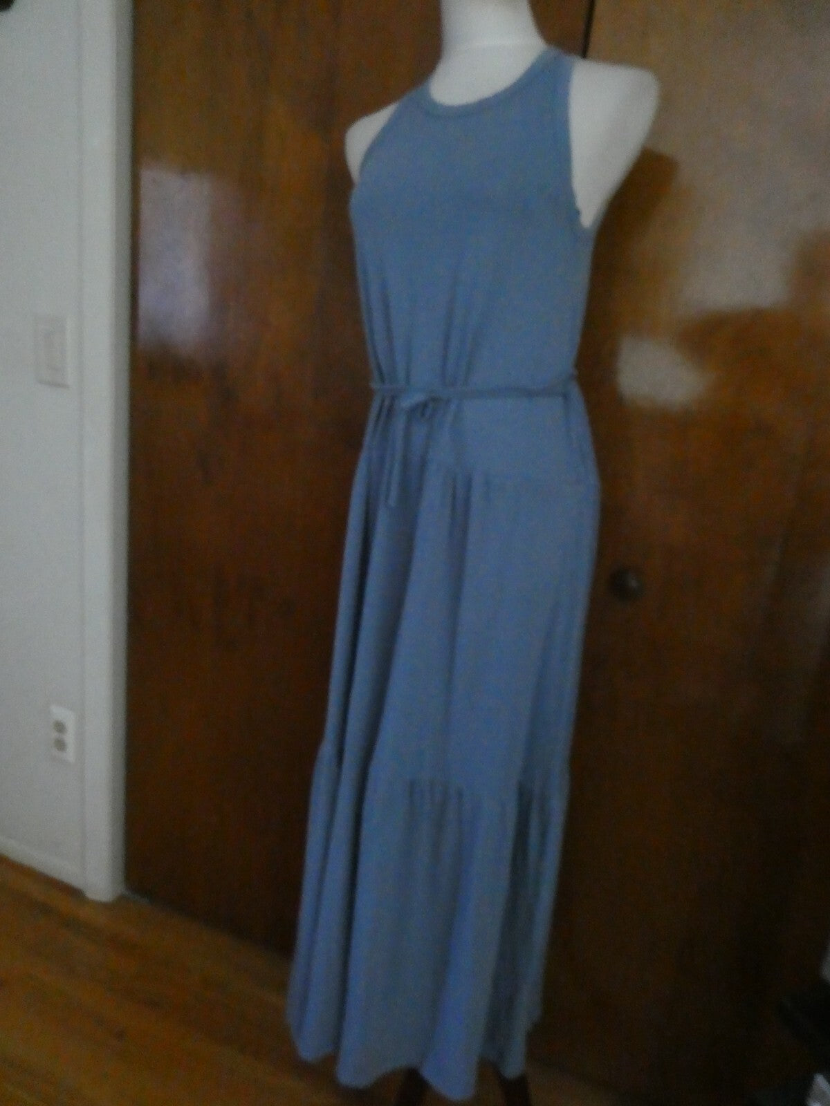 Gap Women's Gray Summer Cotton Blend Sleeveless Long Dress New