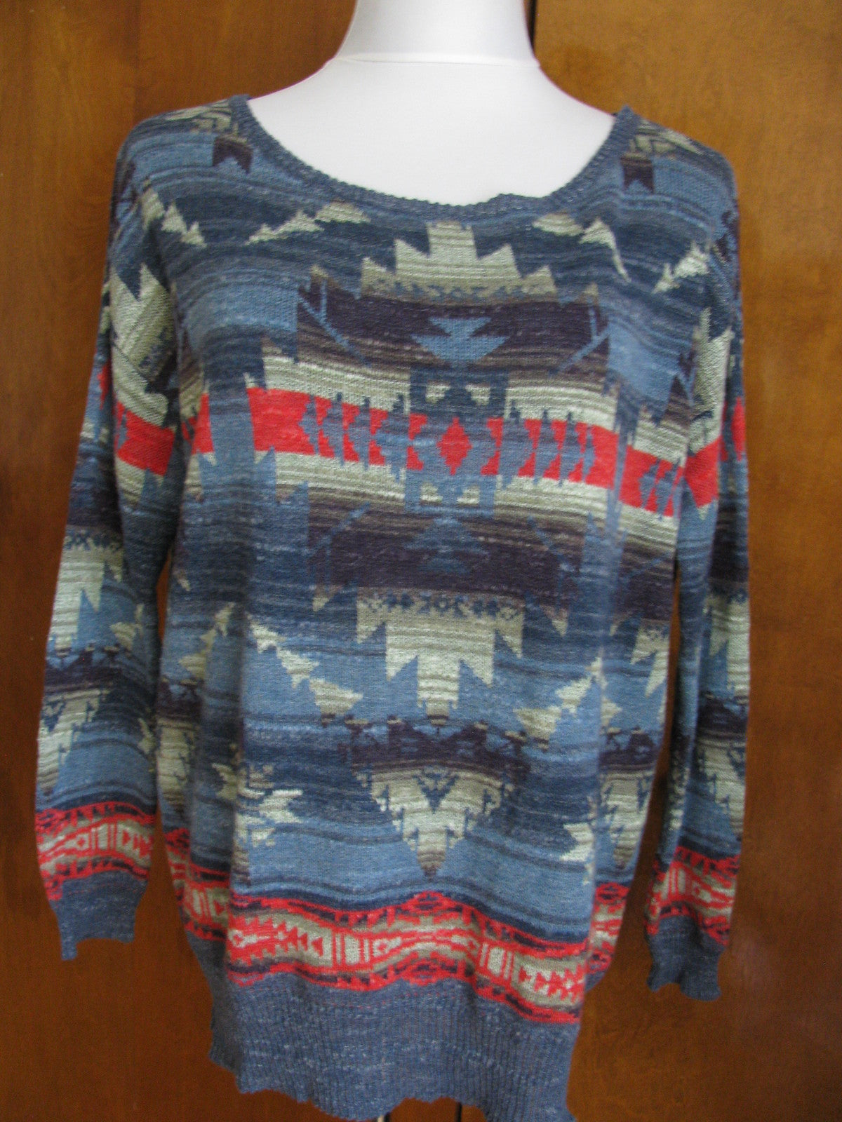 Denim & Supply Ralph Lauren women’s blue red cotton long sleeves sweater Small