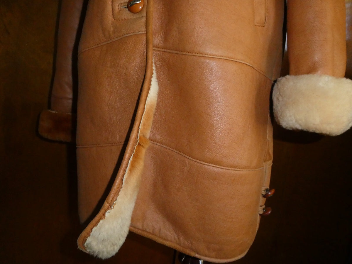 Song Wang women’s copper synthetic leather w/faux fur lining coat/jacket Medium