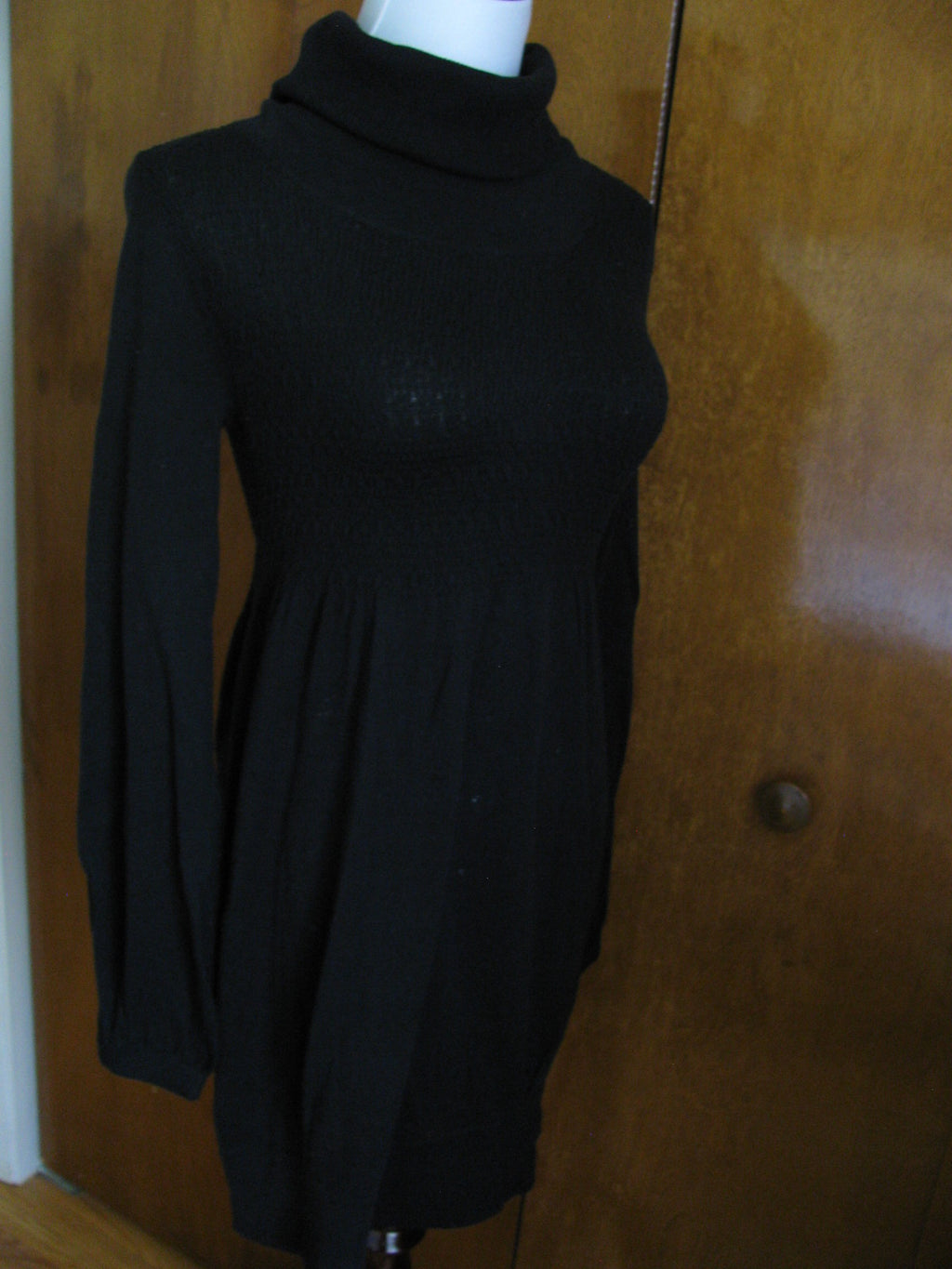 Aqua Women's Black Cotton Tunic Sweaterdress Medium New