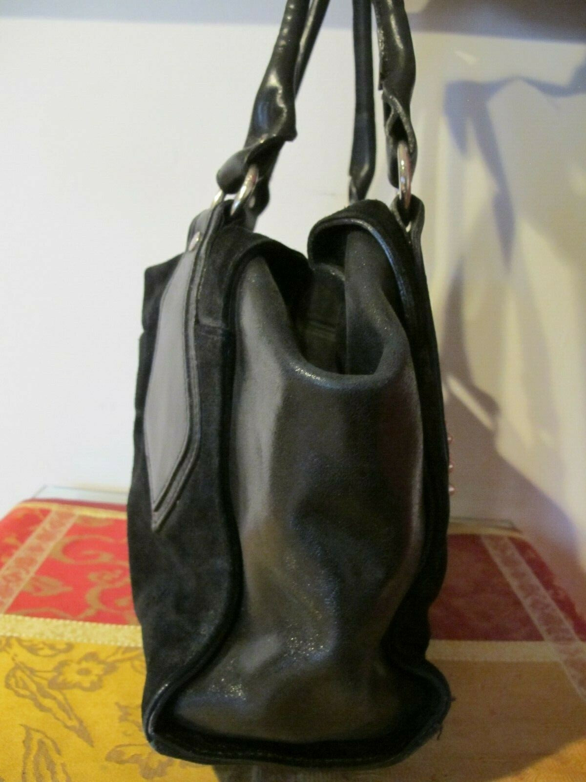 Extra Large Women's Black Cowl Leather Purse Shoulder Bag From Argentina