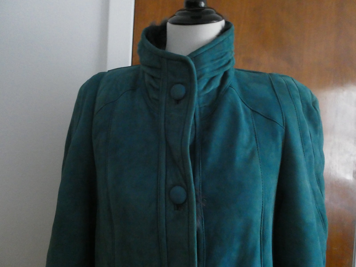 Adarcrea Women Persian Green Teal Shearling Sheepskin Long Winter Coat Spain 10