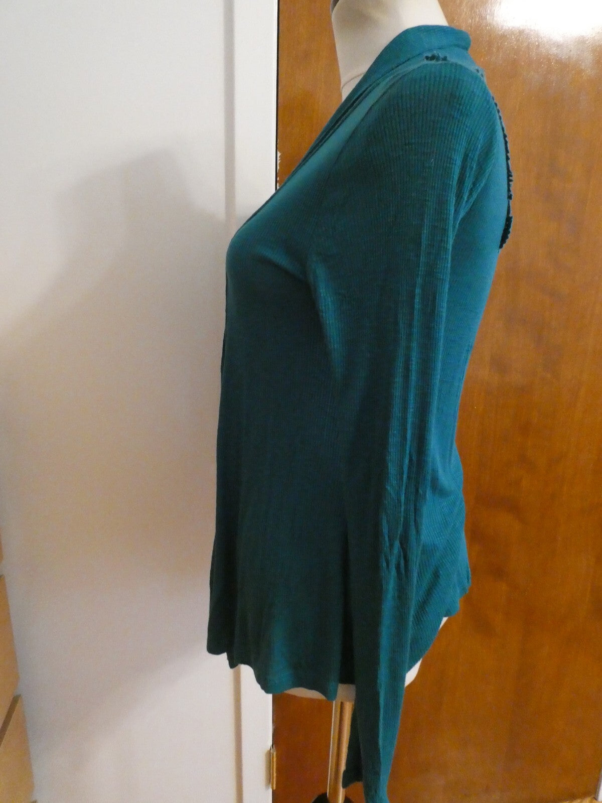 Julia's Closet Women's Teal Green Open Front Detailed Cardigan Medium
