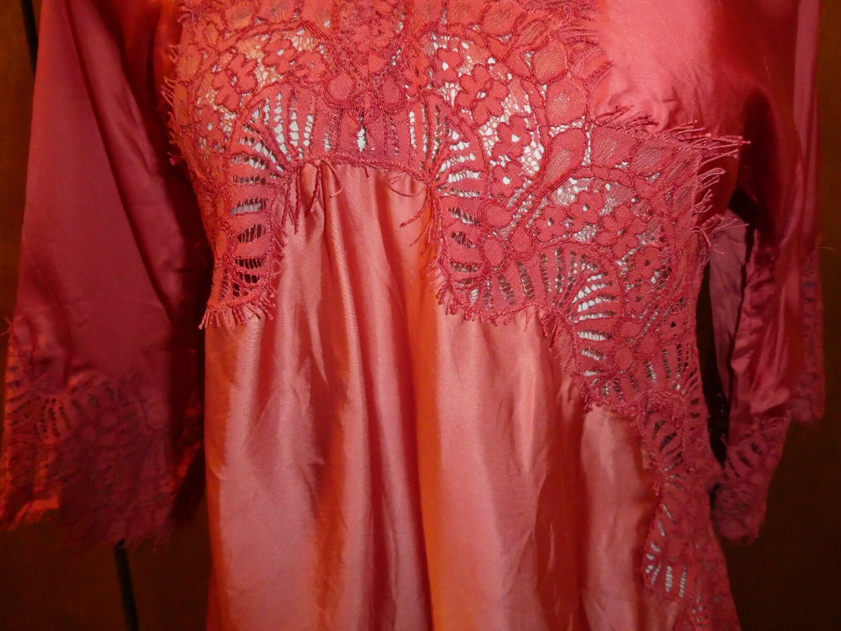 Moulinette Soeurs Anthropologie Womens Orange Satin Lace V-Neck Blouse Sz Small