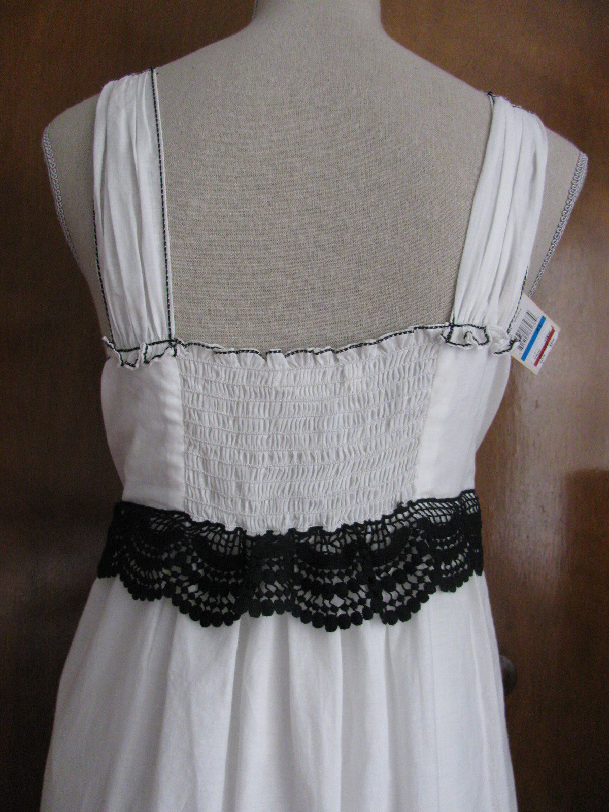 Studio M Women's White Black Cotton Embroidered Dress Size XLarge NWT  