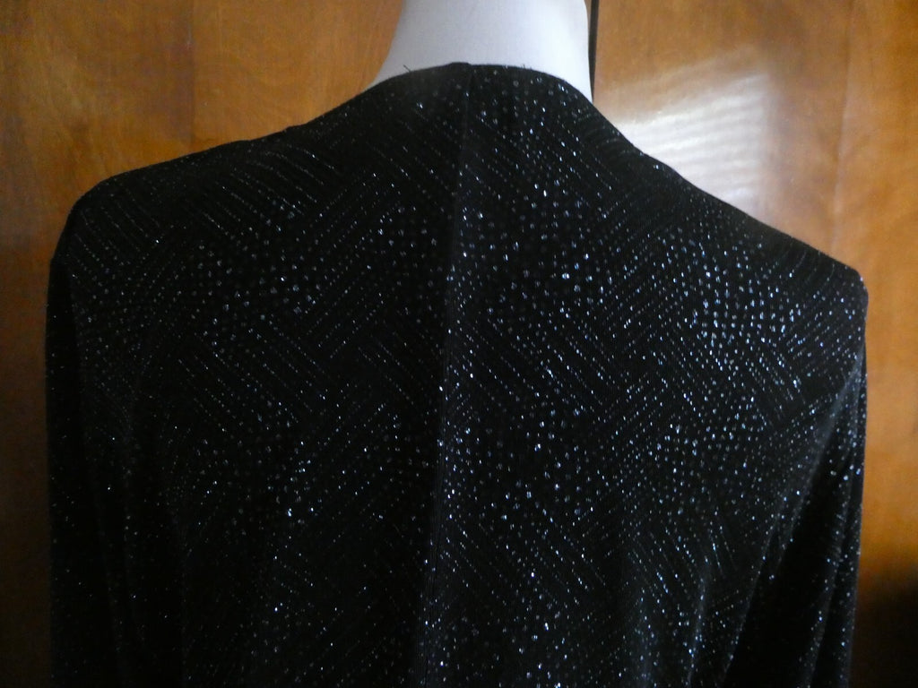 Vtg Onyx Nite Women Black Sparkles Glitter Long Sleeve Cardigan Made USA P/Large