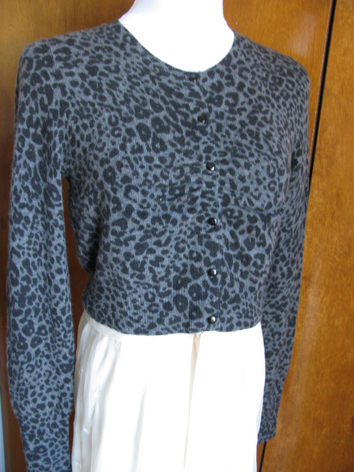 Aqua women's gray/black leo print cashmere cardigans New