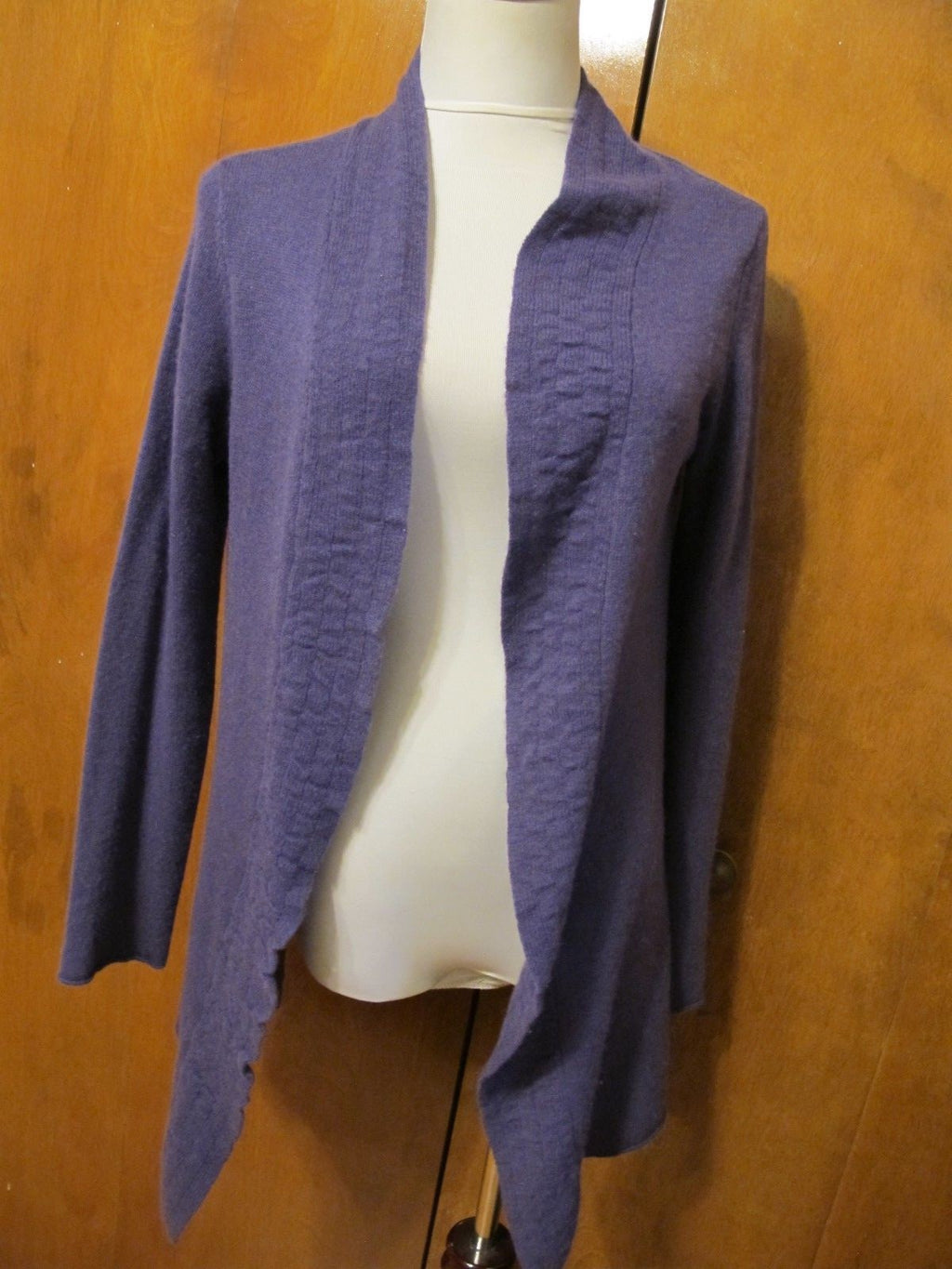 Just Cashmere Women's Purple Cashmere Open Front Detailed Cardigan Medium 