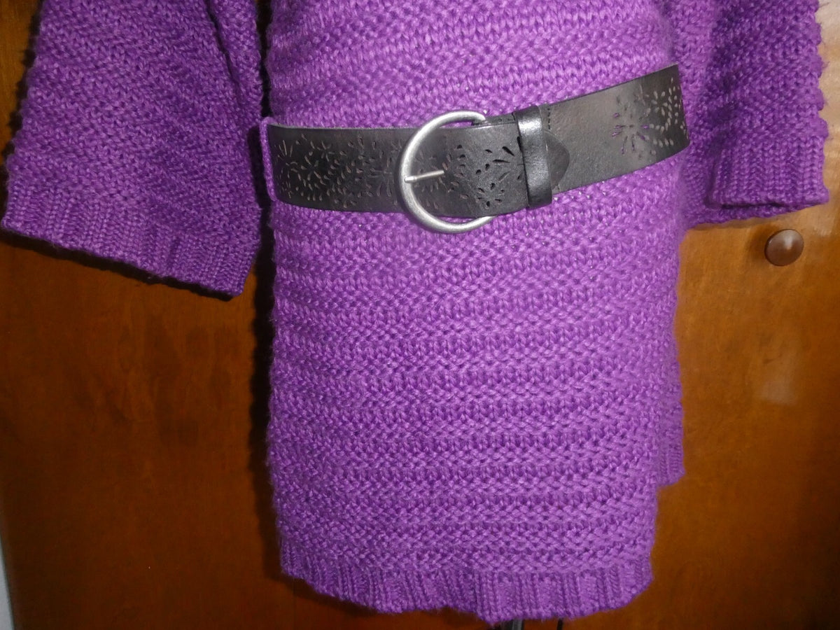 BEBE Women's Purple Detailed Gorgeous Sweater Mini Dress Large Can Fit Medium