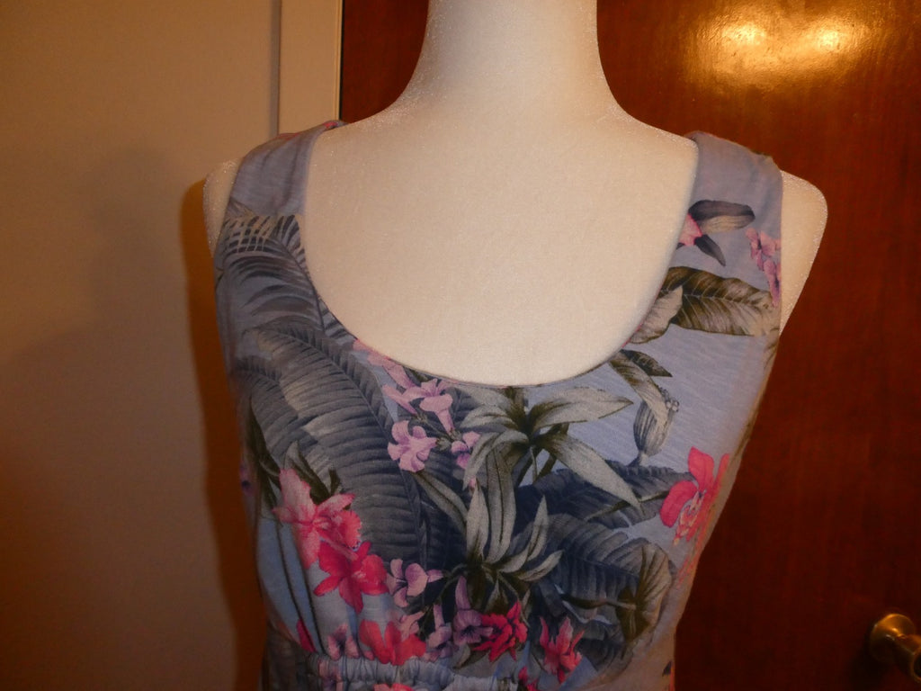 Tommy Bahama Women's Petite S/P Floral Tropical Summer Dress Cotton Modal Blue 