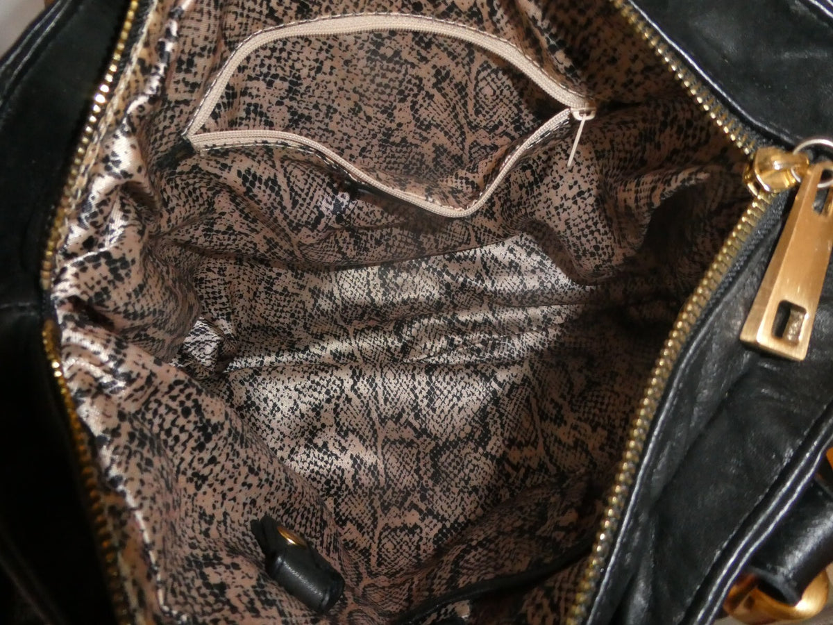 Steven by Steve Madden Women’s Black Genuine Leather Shoulder Bag Gold Turn Lock