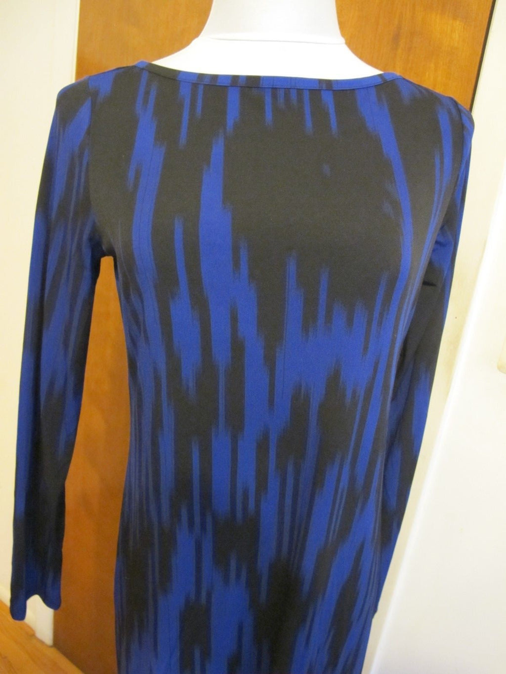 Michael Kors women’s black blue boat neck jersey shift long sleeve dress Medium