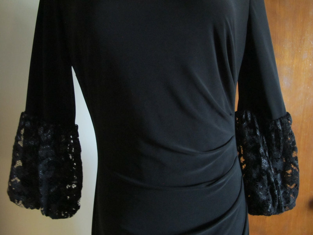 Ralph Lauren women's black lined lace crafted evening dress New