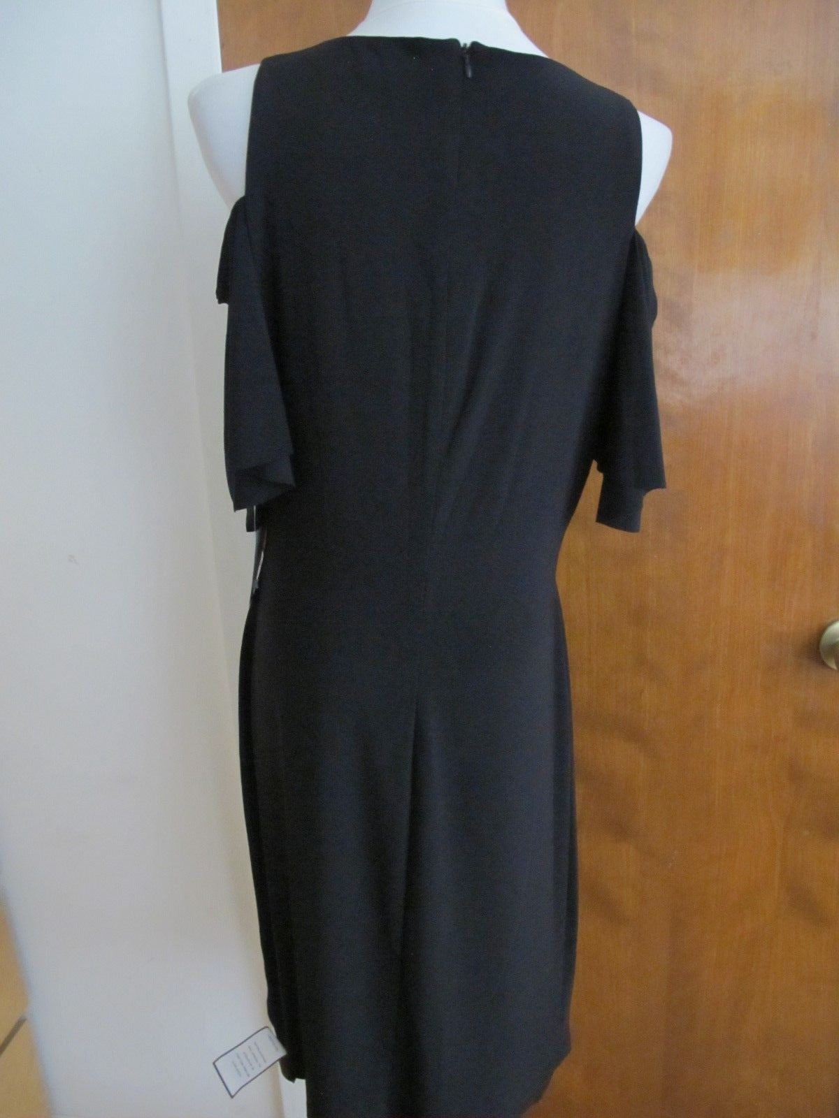 Ralph Lauren women's black cutout gathered lined evening dress 16 New