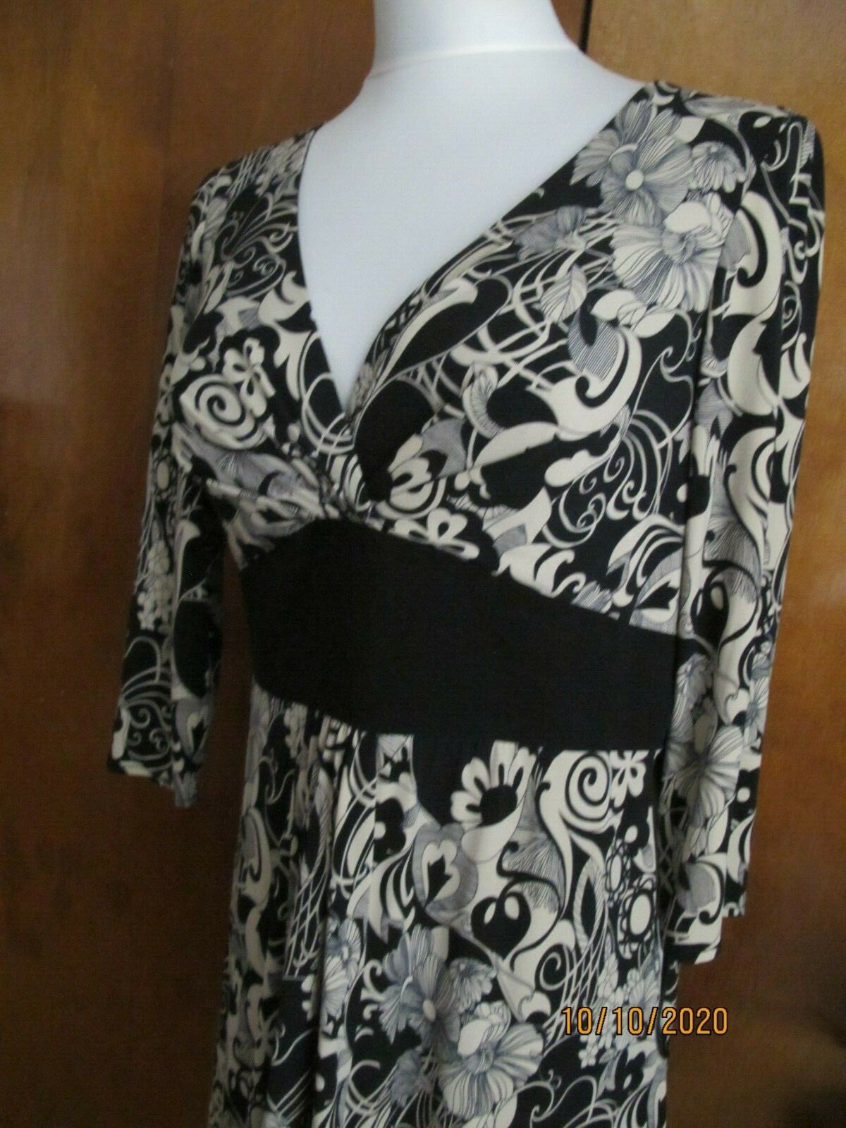 OC by OC women's black beige A-line lined dress 12