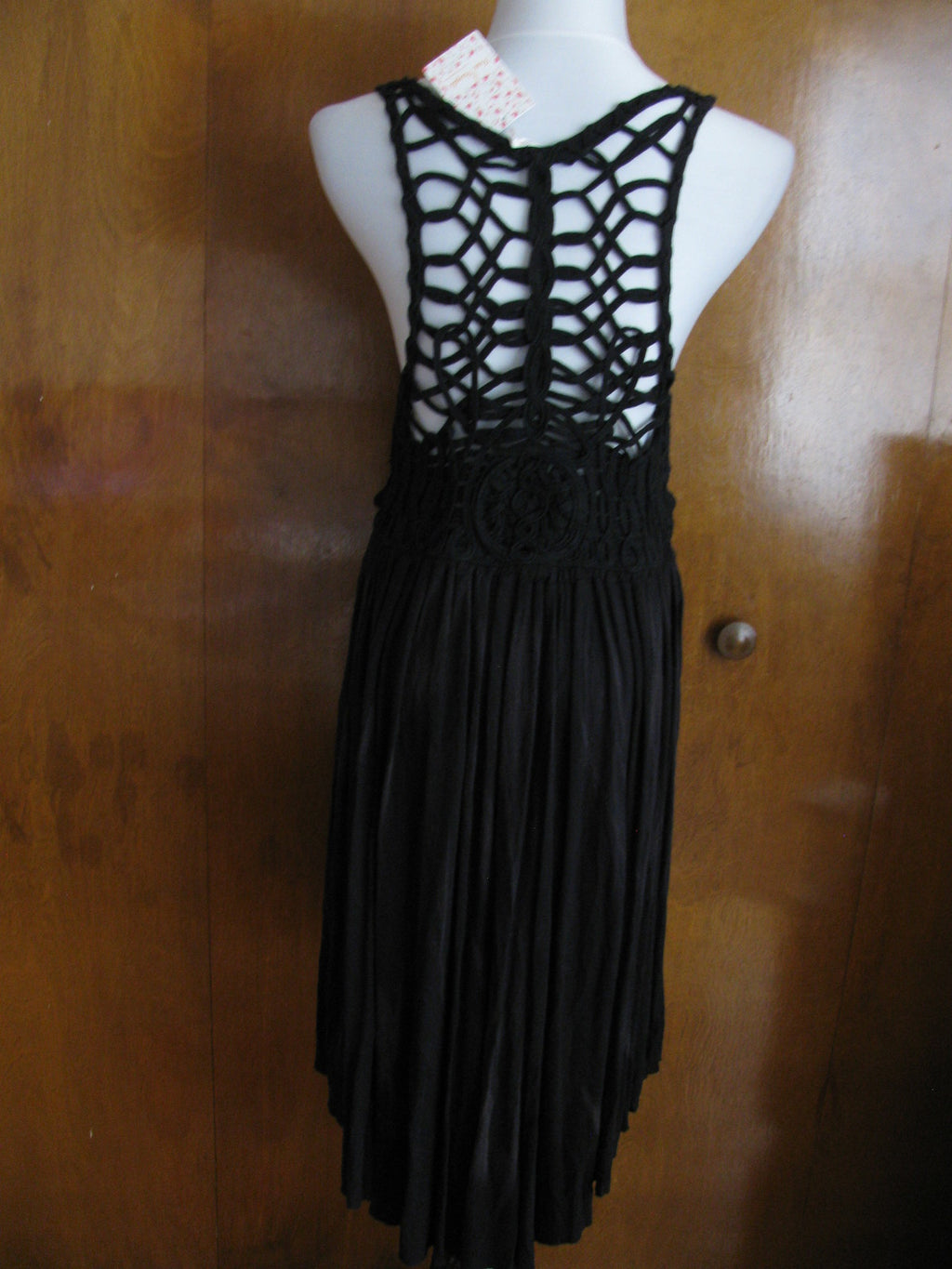 Free People women's washed black fabric back panel dress size Medium New