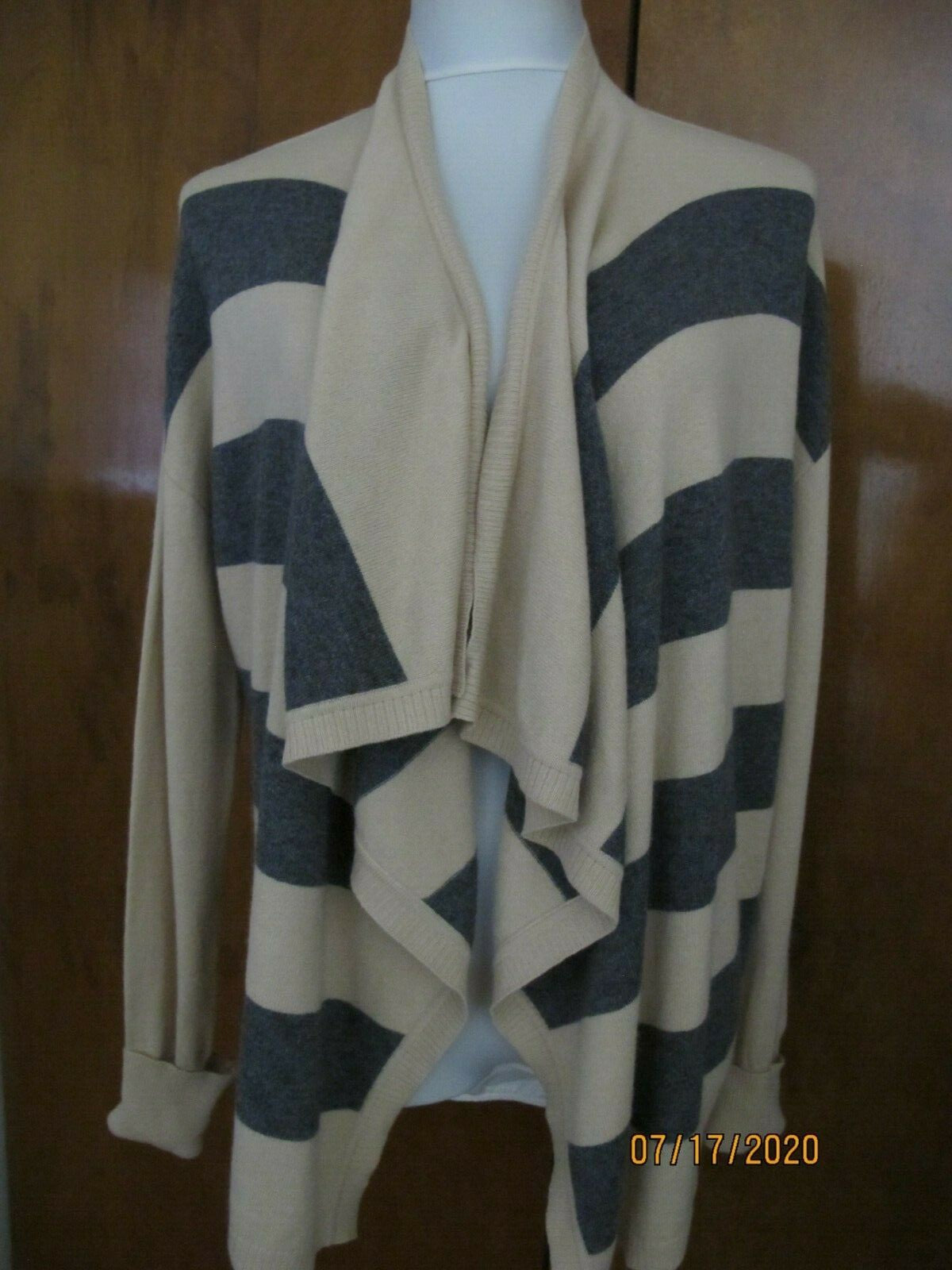 Basler women's sand striped open front cardigan size EU42