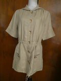 Live a Little linen beige stylish hooded tunic jacket top size Large