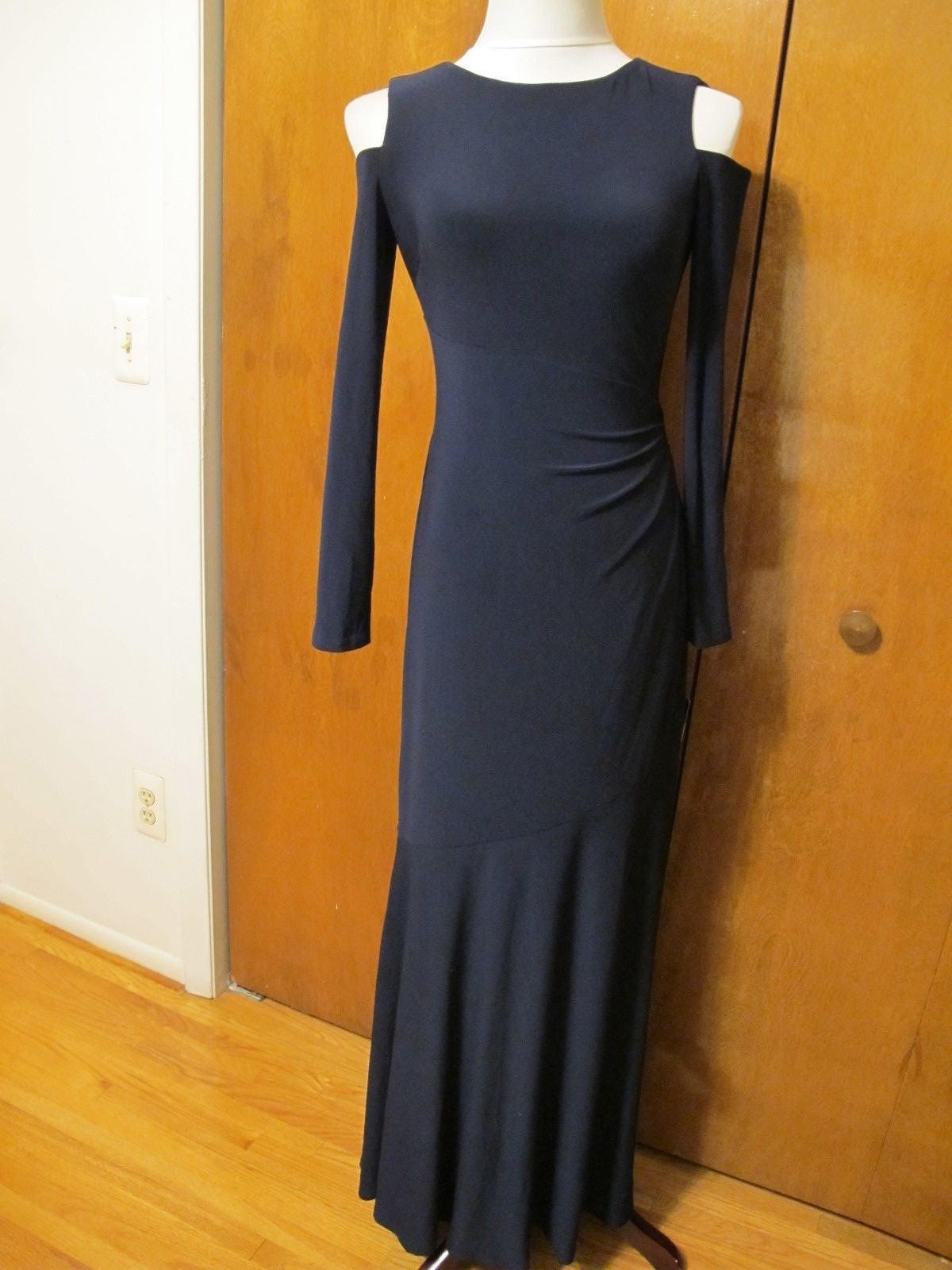 Lauren Ralph Lauren Women Navy Lined Evening Maxi Cutout A-line Dress New