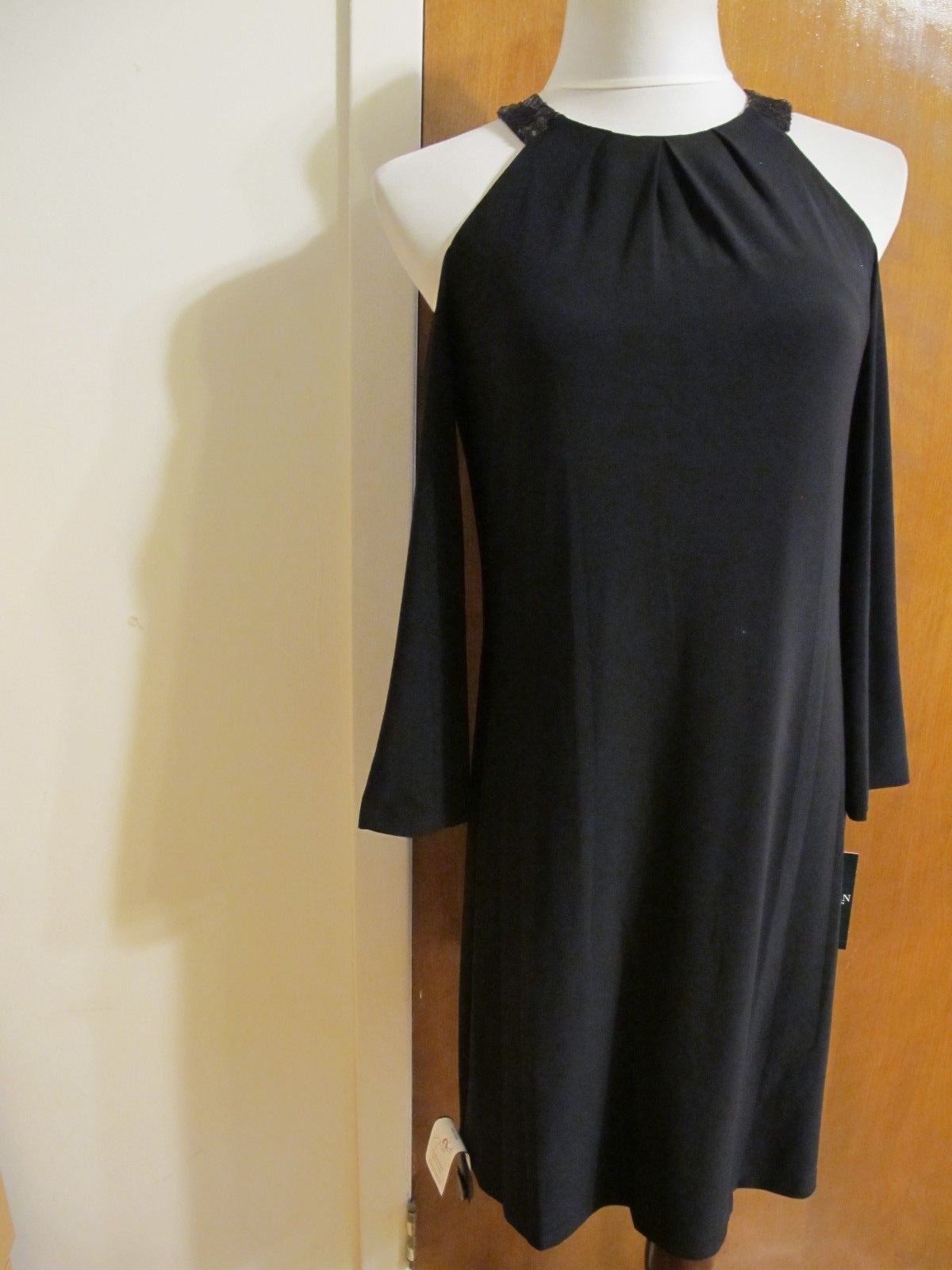 Lauren Ralph Lauren Women Black Lined Evening Cutout A-line Dress Size 4, 14