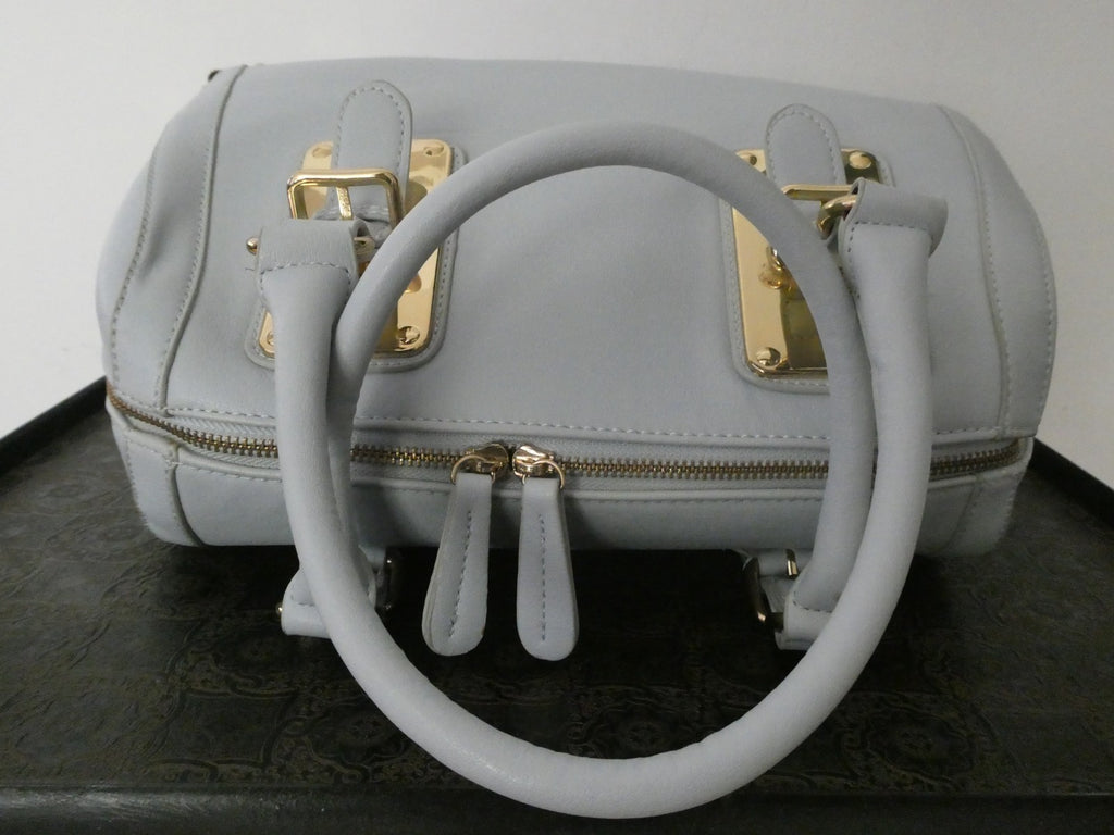 Aldo Women Blue Solid Faux Leather Satchel Shoulder Handbag 14”X11”X7”