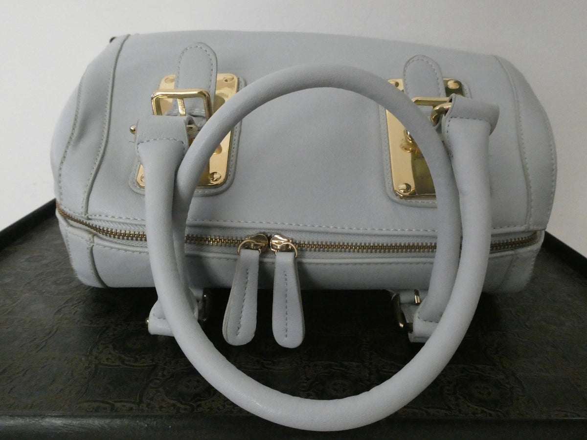 Aldo Women Blue Solid Faux Leather Satchel Shoulder Handbag 14”X11”X7”