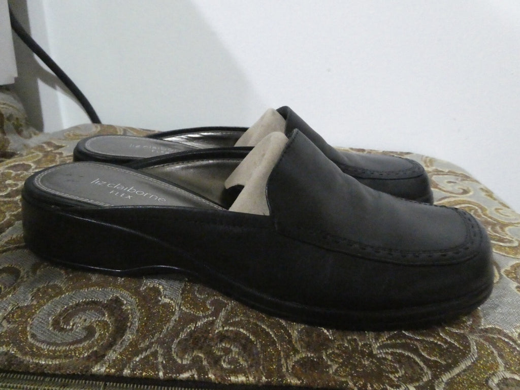 Liz Claiborne Flex Women’s Black Leather Slip On Shoes Size 8M