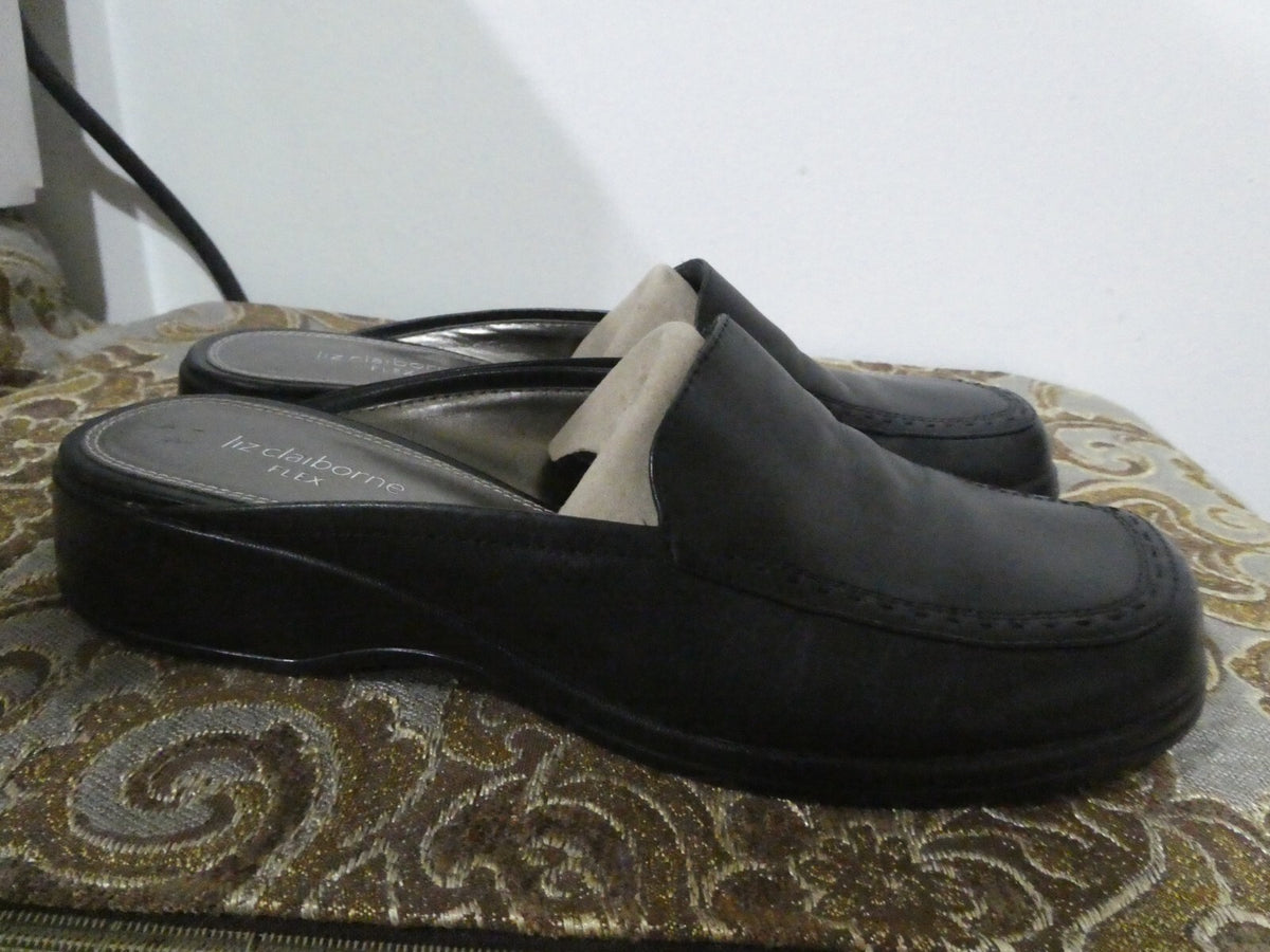 Liz Claiborne Flex Women’s Black Leather Slip On Shoes Size 8M