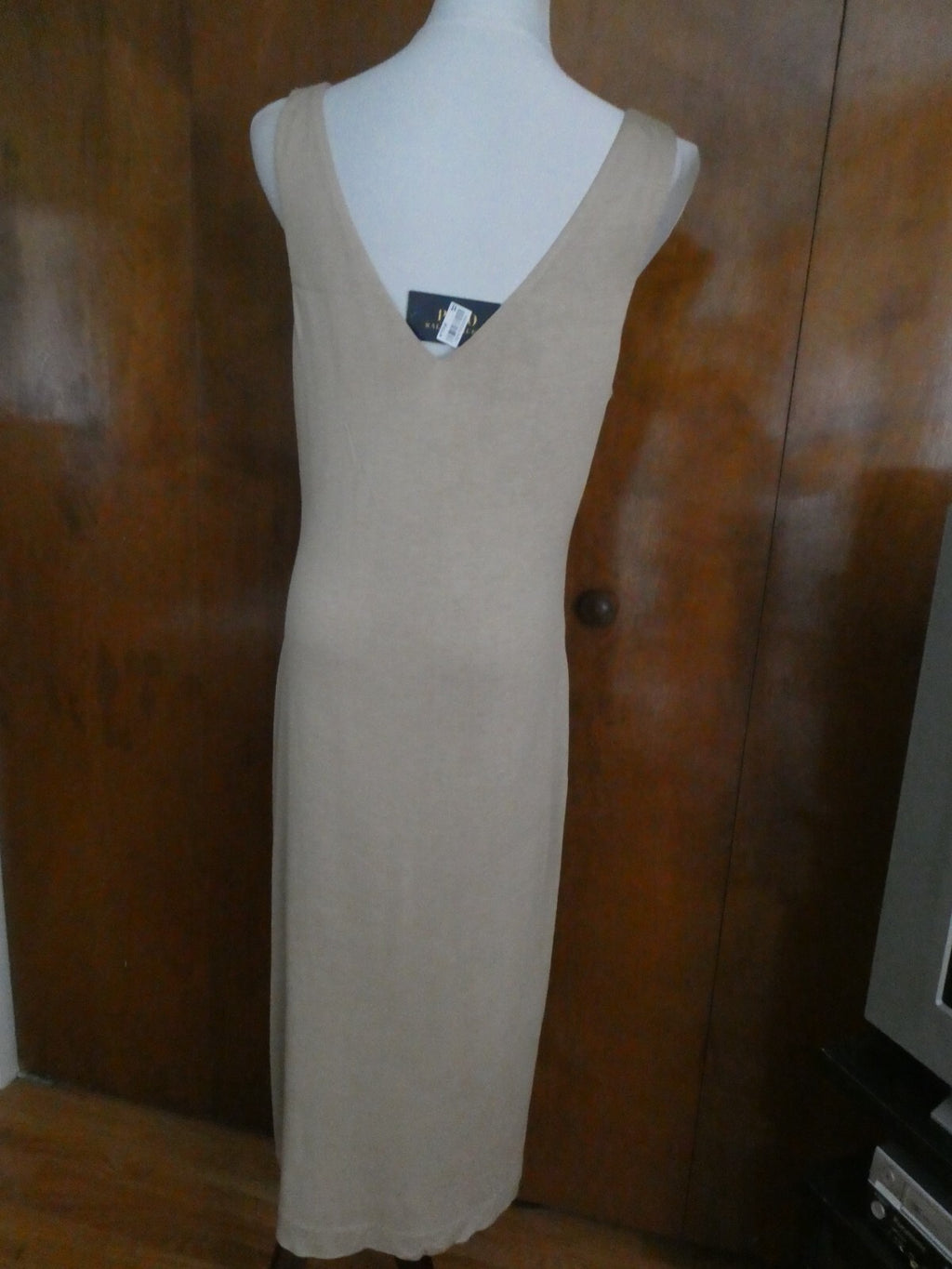 Polo Ralph Lauren women's 100% viscose lined beige tan dress size Large