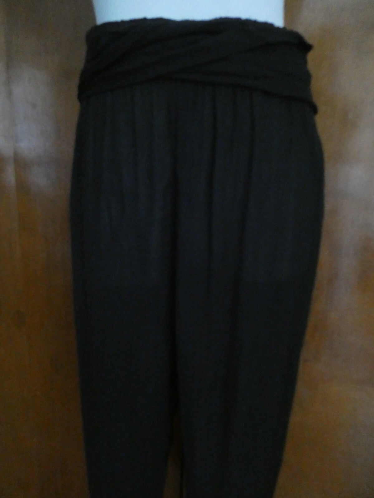 Free People Black Pockets Elastic Waist Rayon Yoga Jogger Pants Size Large