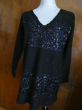 Free People women's black embellished gorgeous long sweater Small
