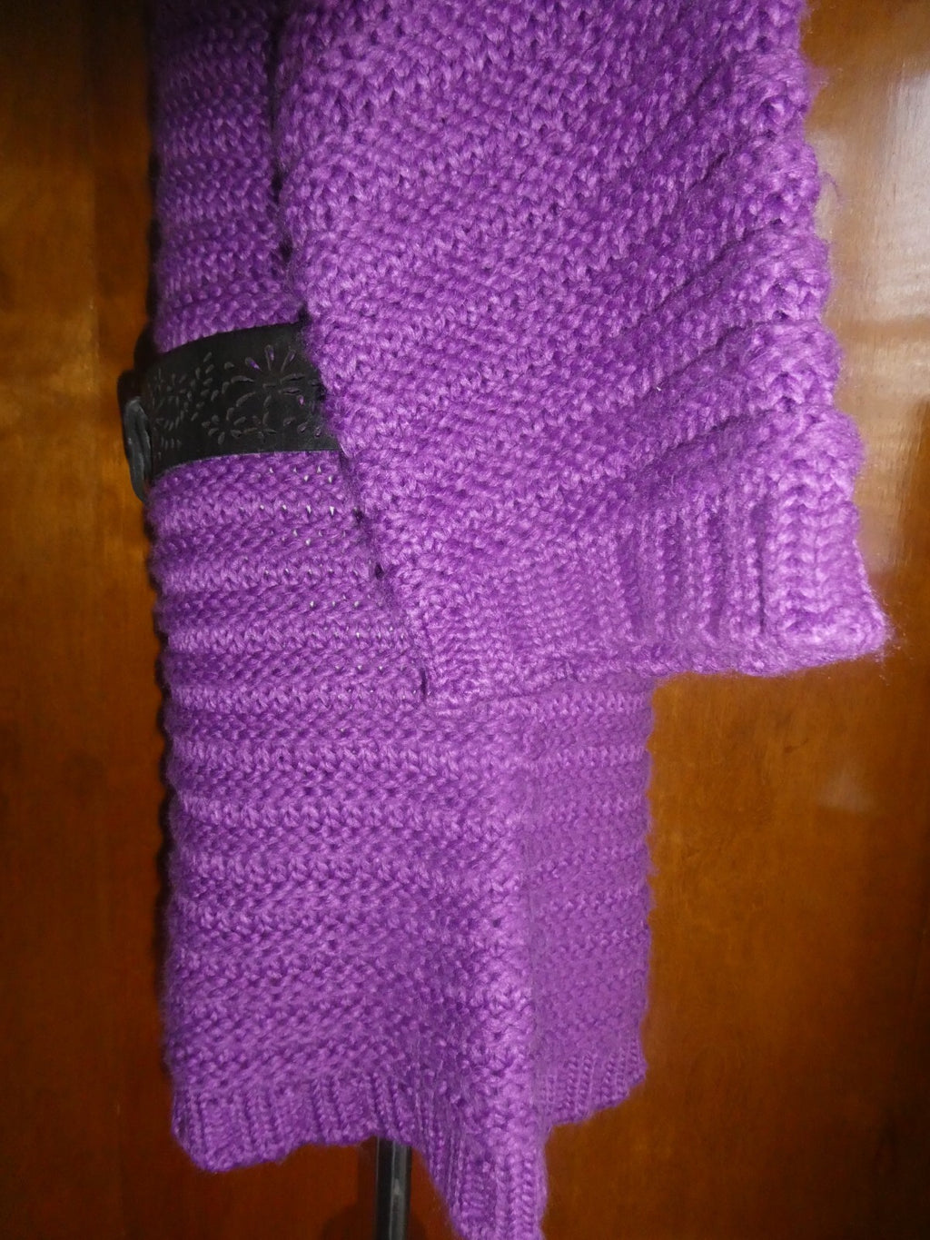 BEBE Women's Purple Detailed Gorgeous Sweater Mini Dress Large Can Fit Medium