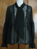 Free People women's black evening  detailed mesh crafted top Small  