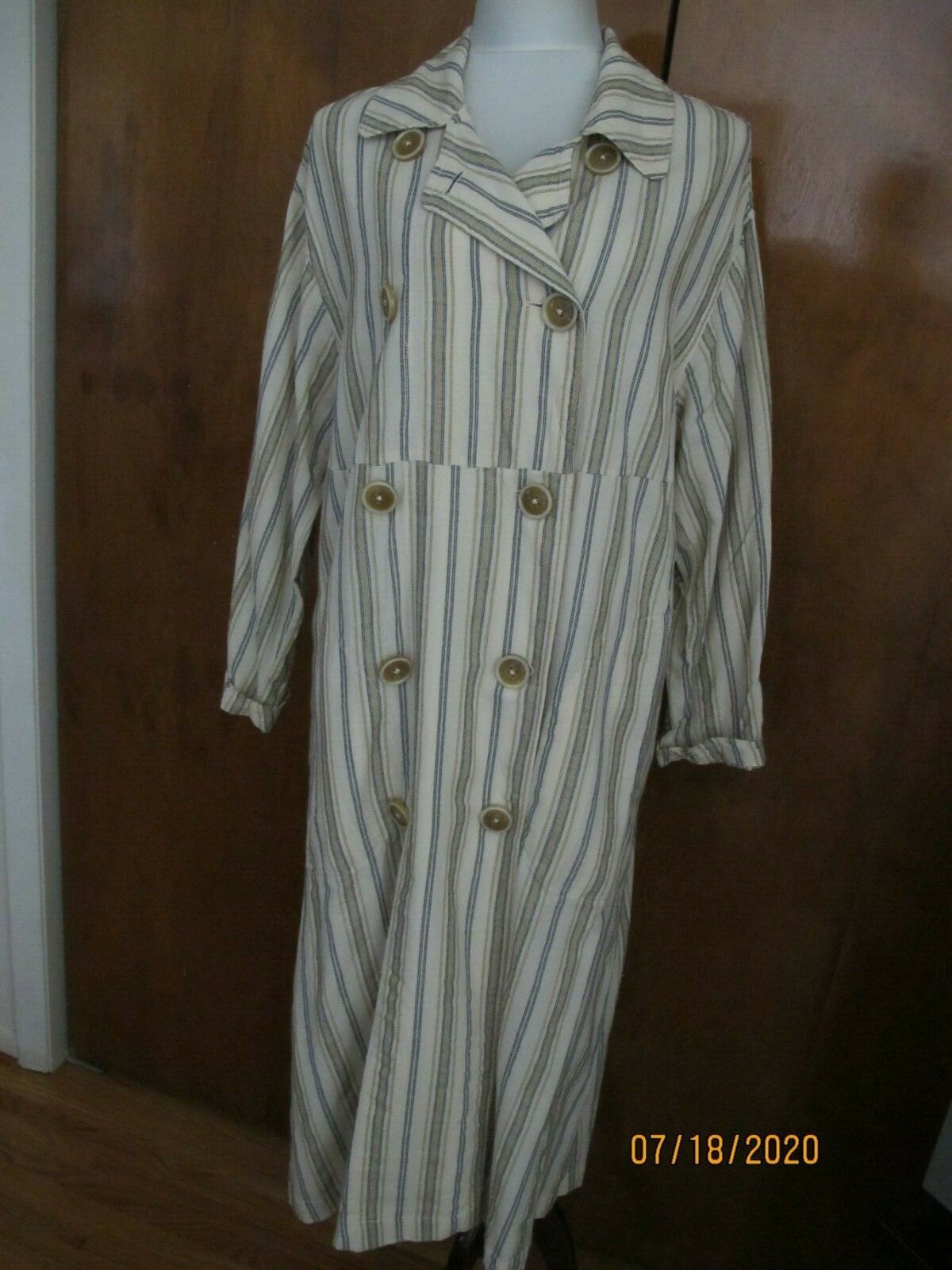 Free People Women's Sweet Melody Stripe Trench Coat Duster Xsmall (fits medium)