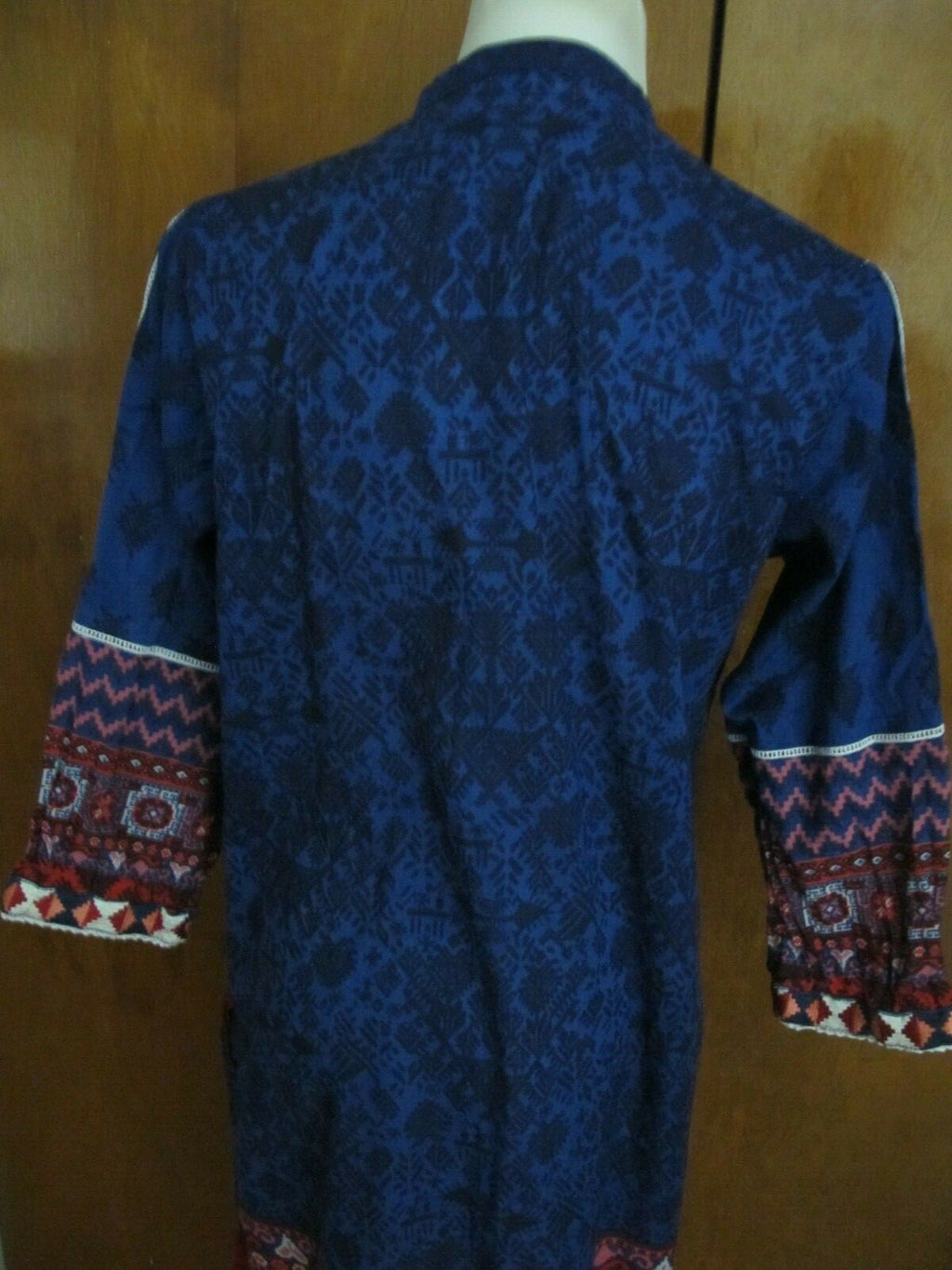 Lime Light Women’s Blue Embroidered  Cotton Tunic Top Or Swim Cover Medium