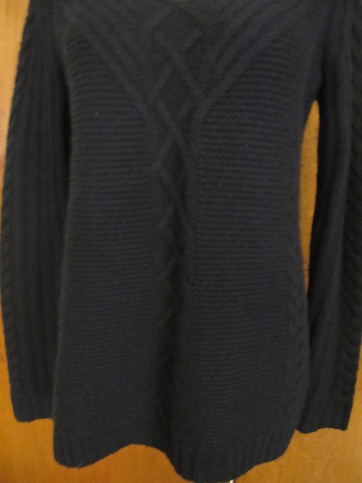 Bloomingdale Aqua Women Black Cashmere Detailed Cable Peek Neck Sweater Sz. S,M